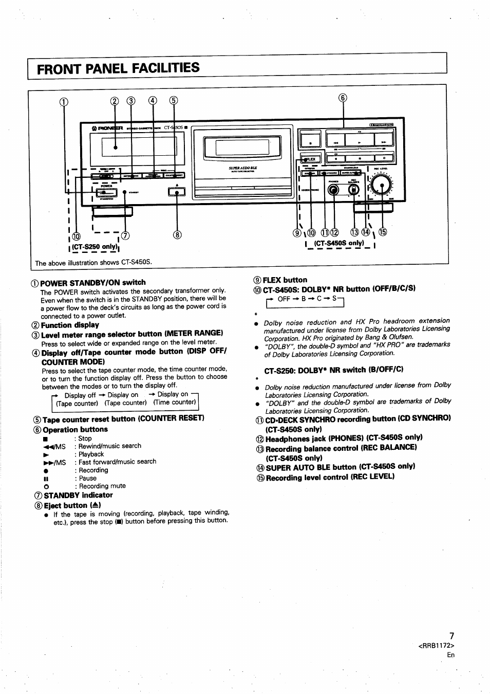 Pioneer CT-S250 User Manual | Page 7 / 16