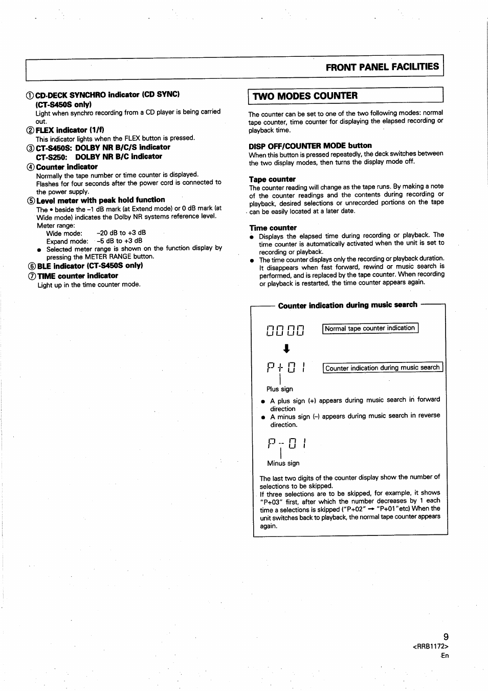 U u u | Pioneer CT-S250 User Manual | Page 9 / 16