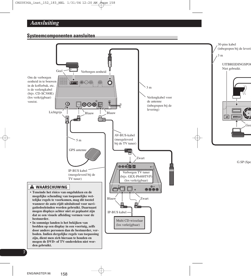 Systeemcomponenten aansluiten, Aansluiting | Pioneer AVIC-X1 User Manual | Page 158 / 181