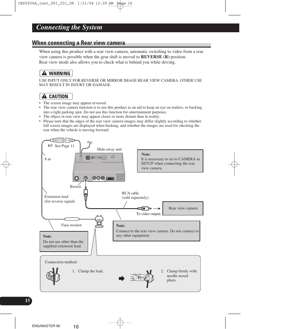Connecting the system, When connecting a rear view camera | Pioneer AVIC-X1 User Manual | Page 16 / 181