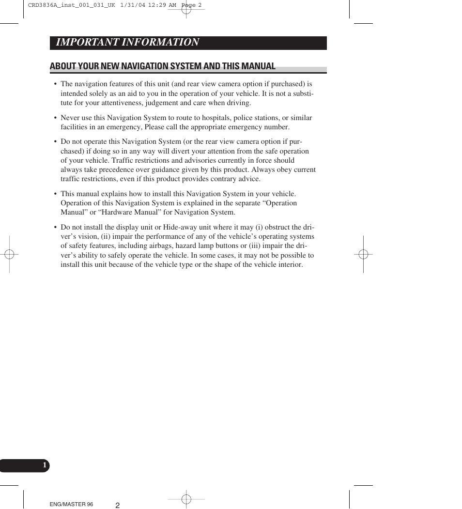 Important information | Pioneer AVIC-X1 User Manual | Page 2 / 181