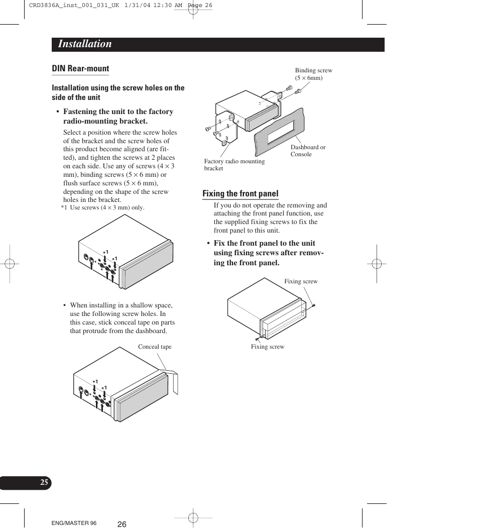 Installation | Pioneer AVIC-X1 User Manual | Page 26 / 181