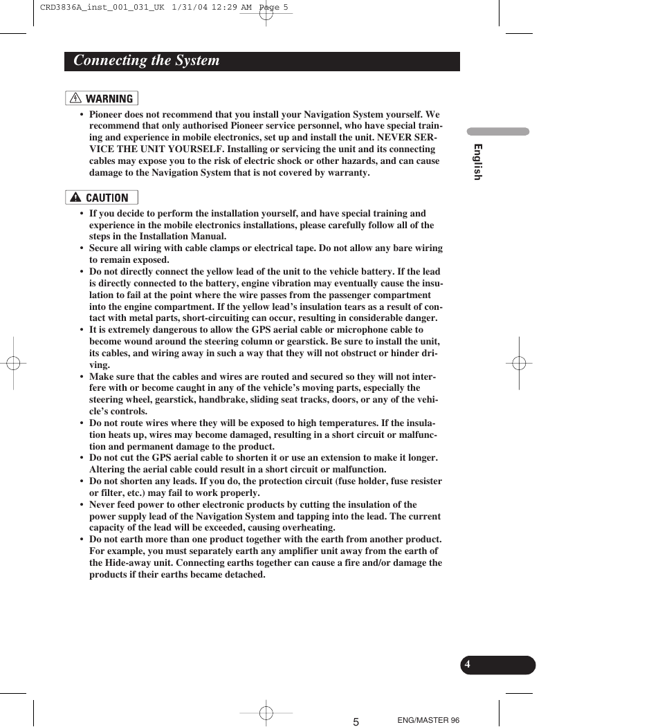 Connecting the system | Pioneer AVIC-X1 User Manual | Page 5 / 181