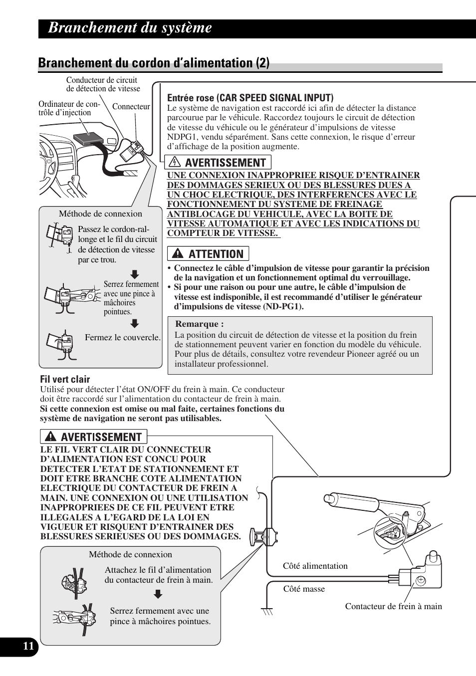 Branchement du cordon d’alimentation (2), Branchement du système | Pioneer AVIC-HD3 User Manual | Page 102 / 181