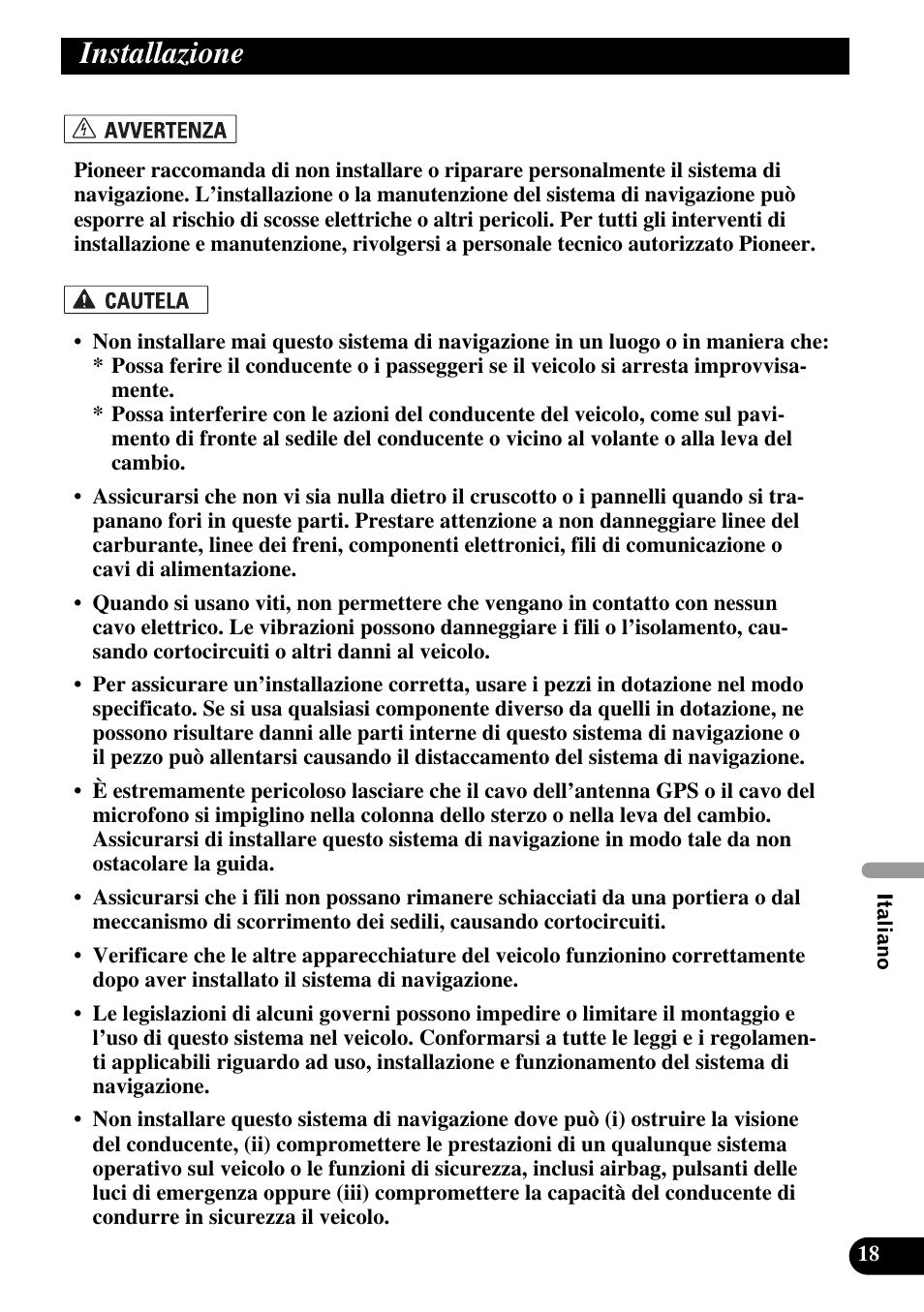 Installazione | Pioneer AVIC-HD3 User Manual | Page 139 / 181