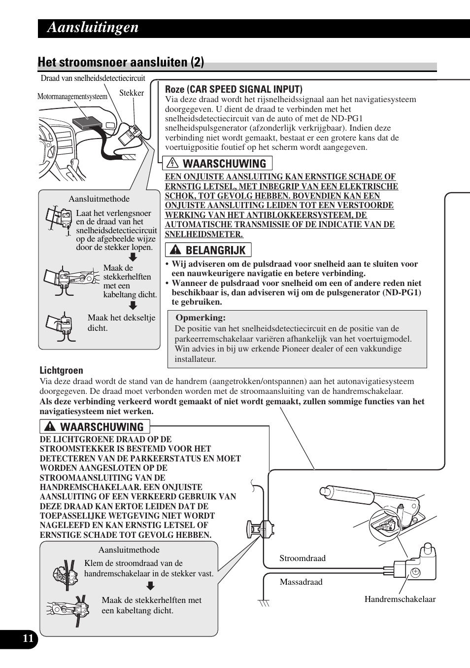 Het stroomsnoer aansluiten (2), Aansluitingen | Pioneer AVIC-HD3 User Manual | Page 162 / 181