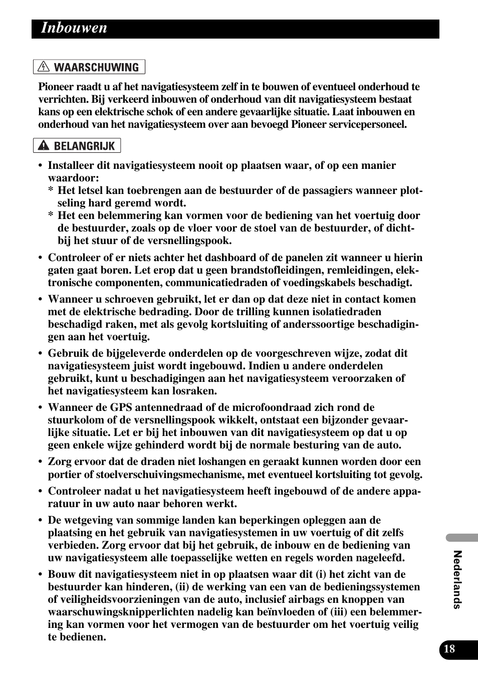 Inbouwen | Pioneer AVIC-HD3 User Manual | Page 169 / 181