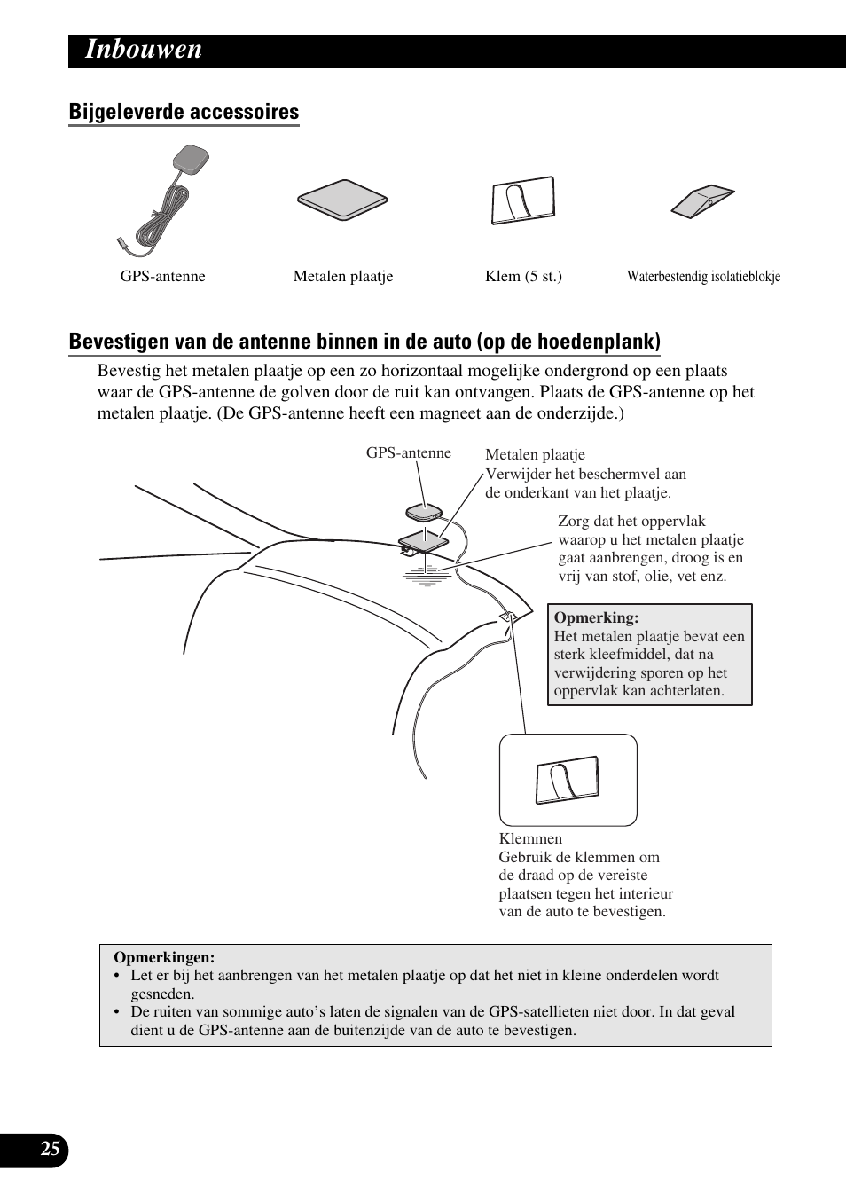 Bijgeleverde accessoires, Inbouwen | Pioneer AVIC-HD3 User Manual | Page 176 / 181