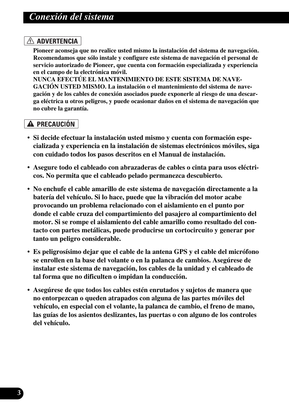 Conexión del sistema | Pioneer AVIC-HD3 User Manual | Page 34 / 181