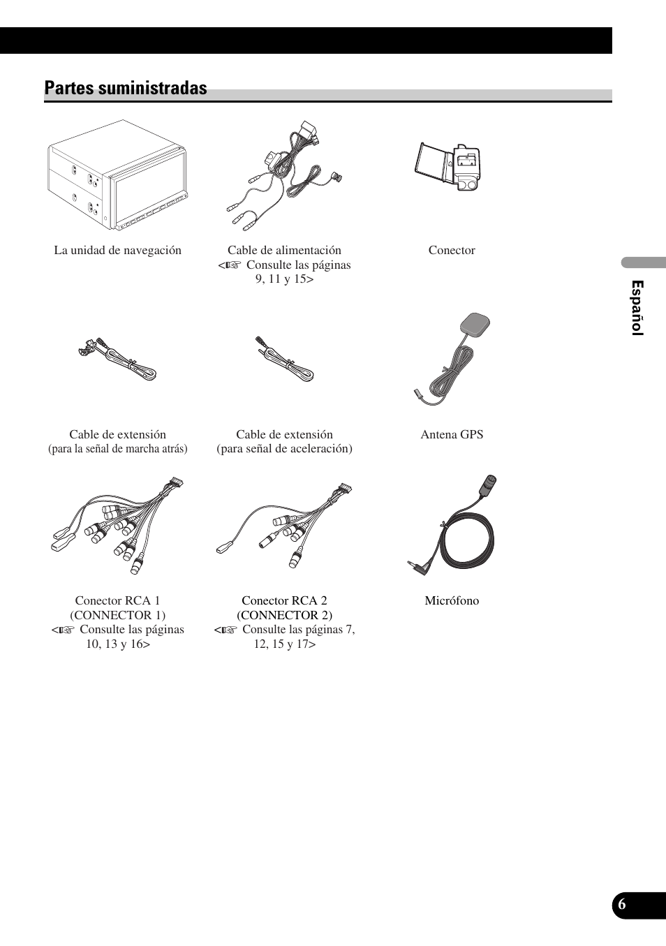 Partes suministradas | Pioneer AVIC-HD3 User Manual | Page 37 / 181