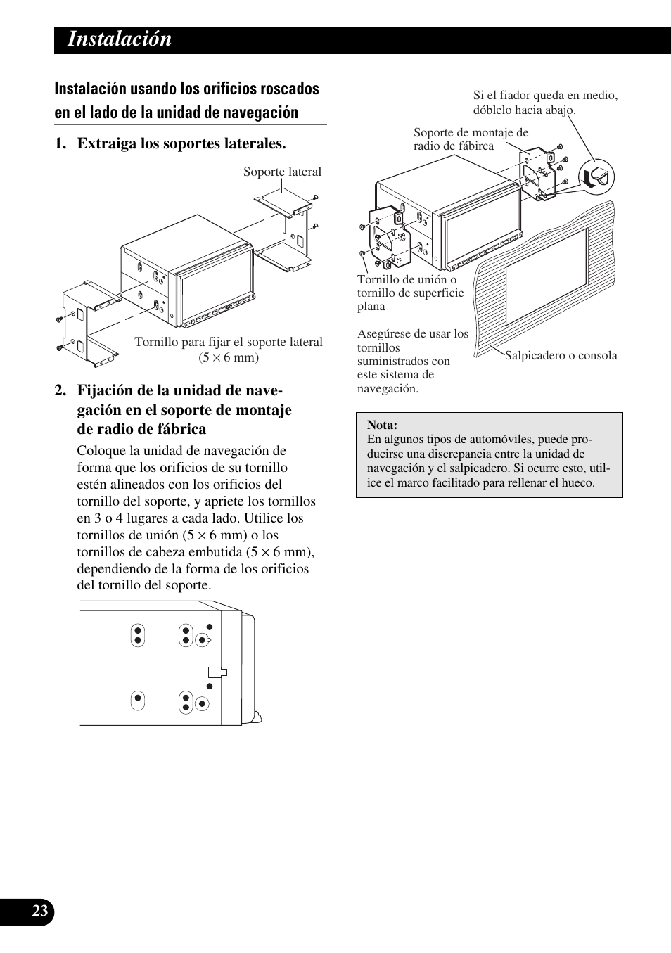 Instalación | Pioneer AVIC-HD3 User Manual | Page 54 / 181