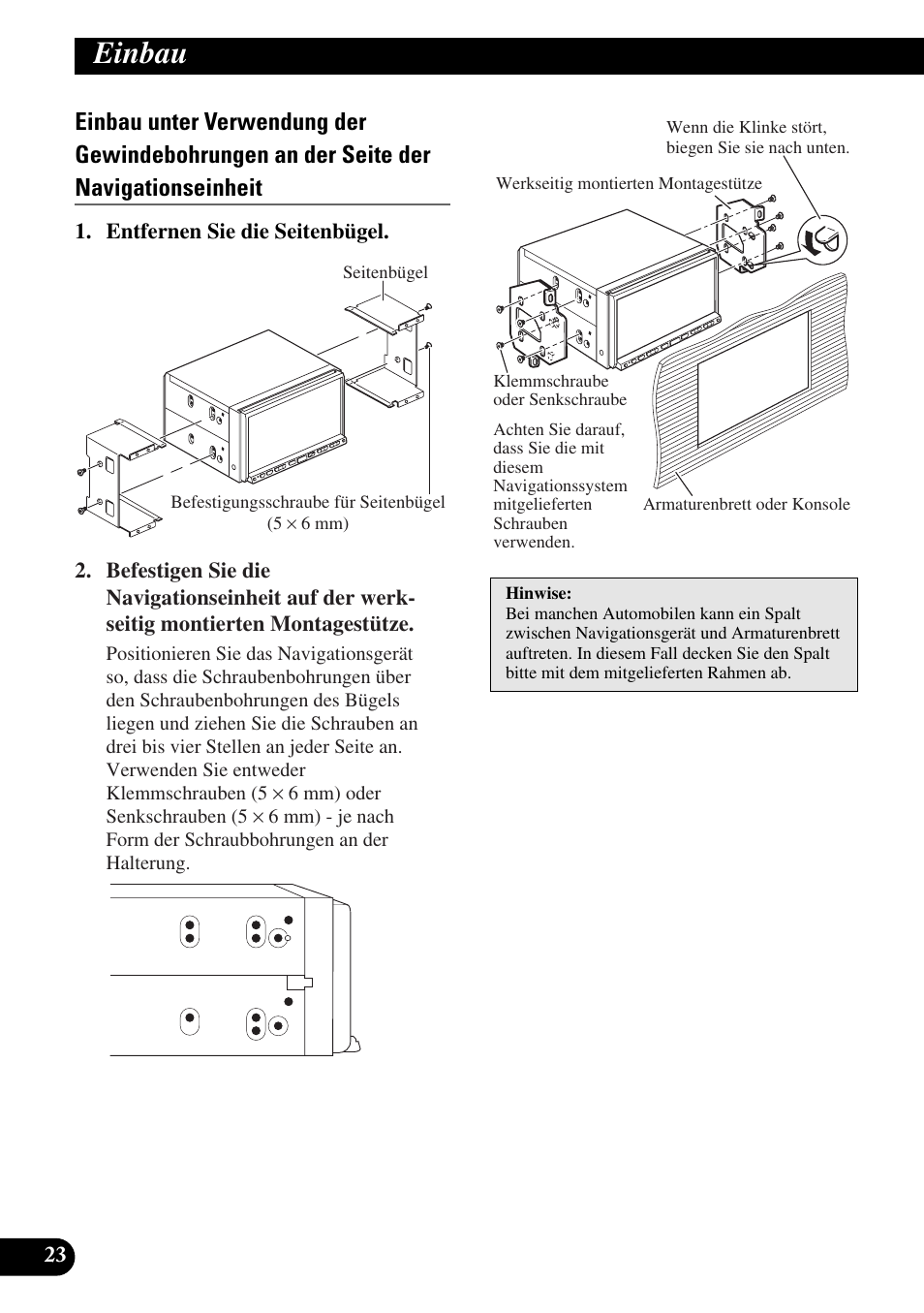 Einbau | Pioneer AVIC-HD3 User Manual | Page 84 / 181