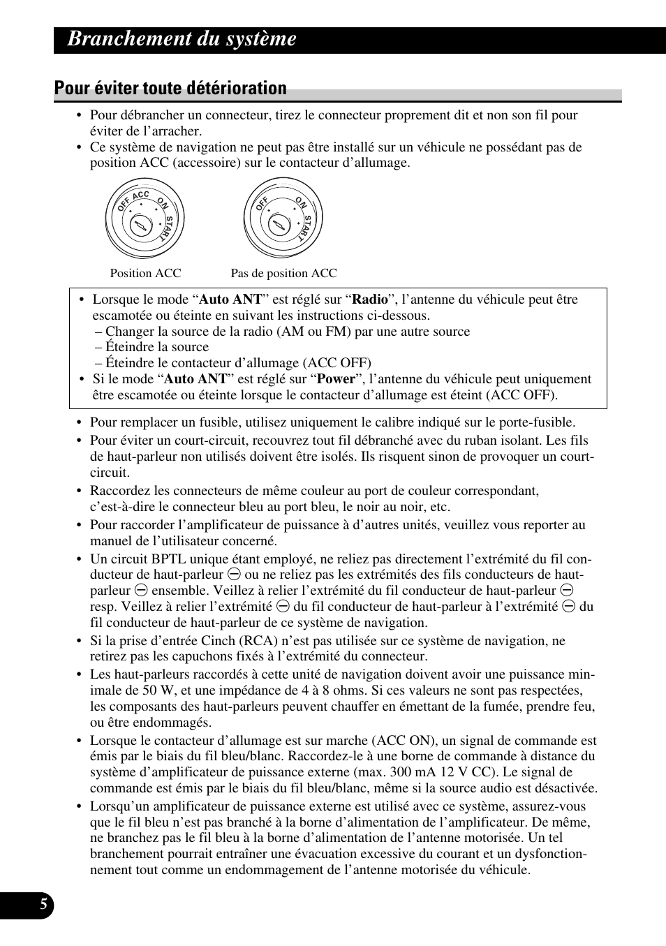 Pour éviter toute détérioration, Branchement du système | Pioneer AVIC-HD3 User Manual | Page 96 / 181