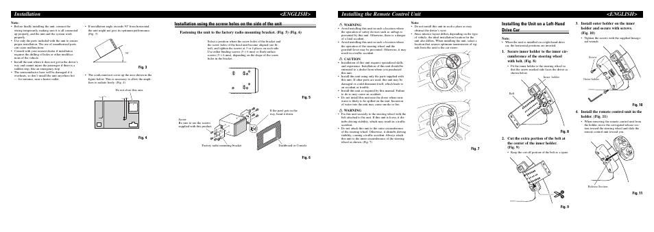 English, Installing the unit on a left-hand drive car | Pioneer FH-P6600R User Manual | Page 4 / 6