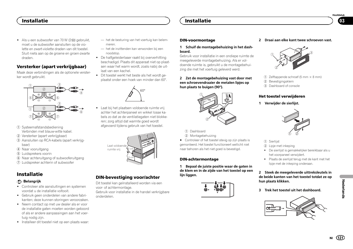 Installatie | Pioneer DEH-X6500DAB User Manual | Page 121 / 152