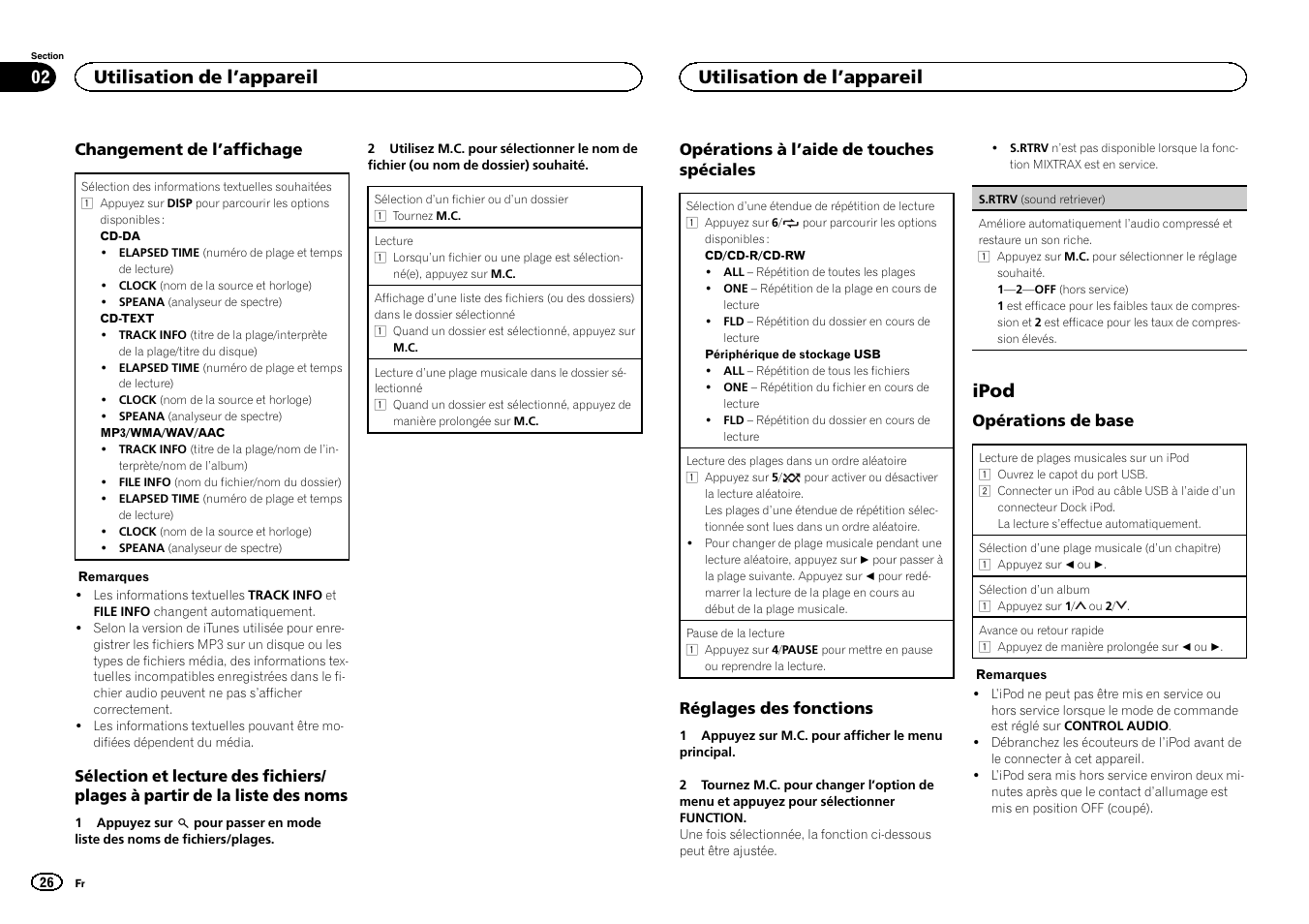 Ipod, Utilisation de l ’appareil | Pioneer DEH-X6500DAB User Manual | Page 26 / 152