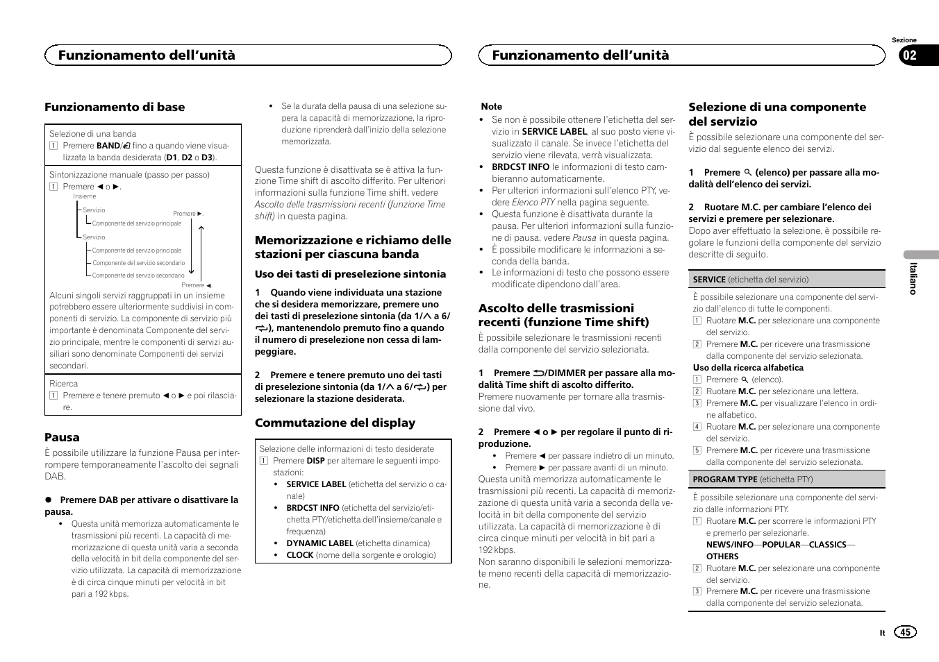 Funzionamento dell ’unità | Pioneer DEH-X6500DAB User Manual | Page 45 / 152