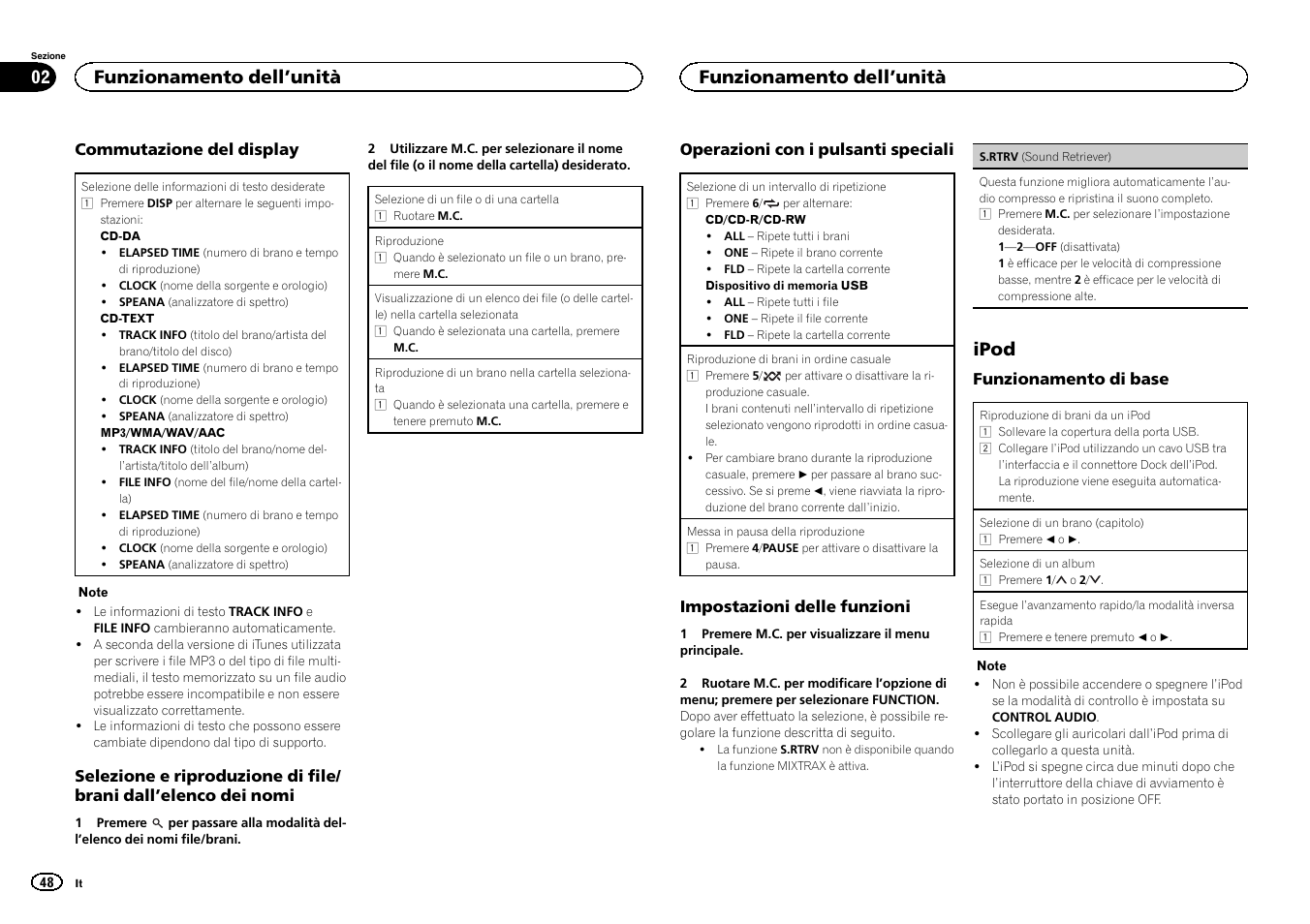 Ipod, Funzionamento dell ’unità | Pioneer DEH-X6500DAB User Manual | Page 48 / 152