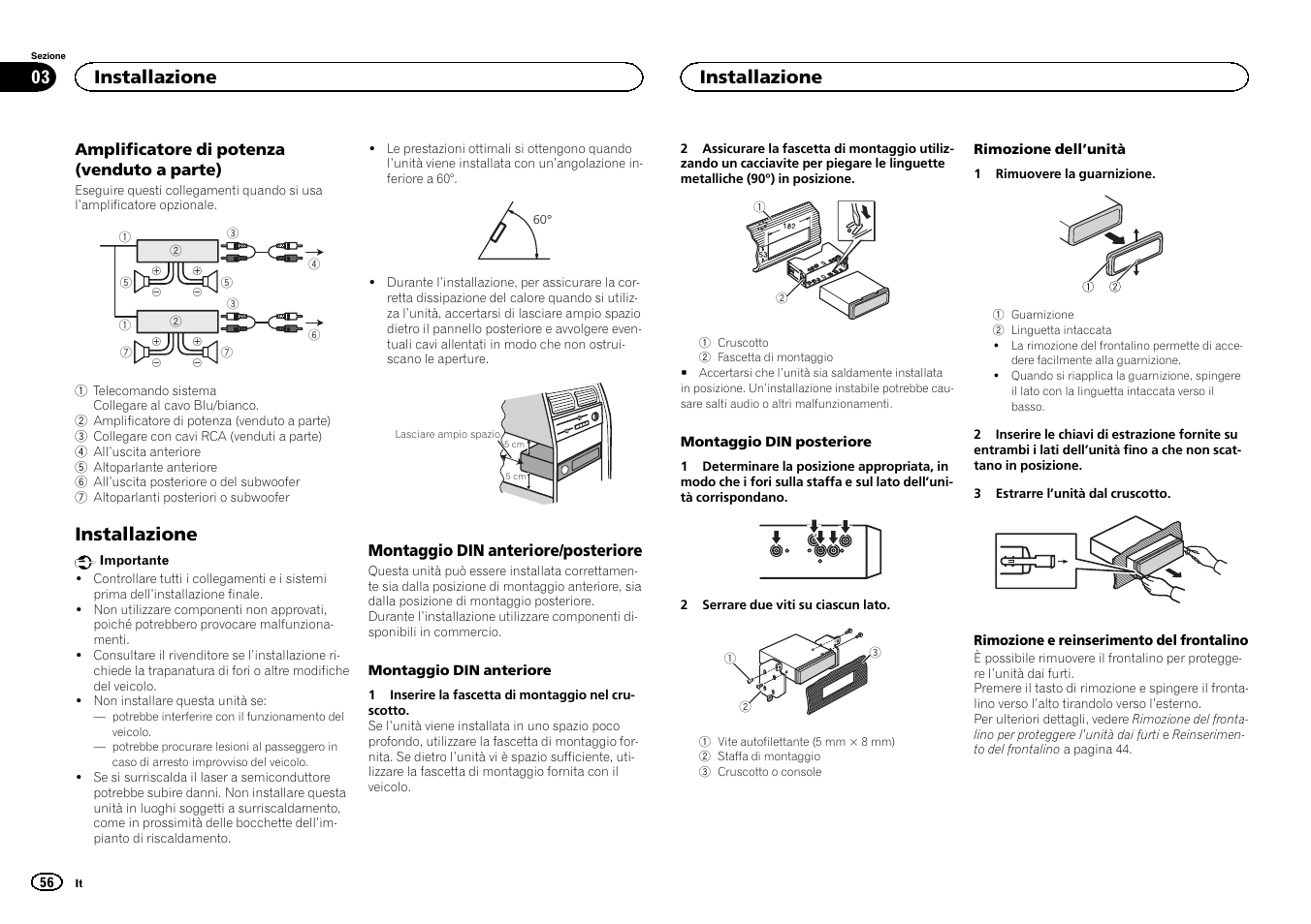 Installazione | Pioneer DEH-X6500DAB User Manual | Page 56 / 152