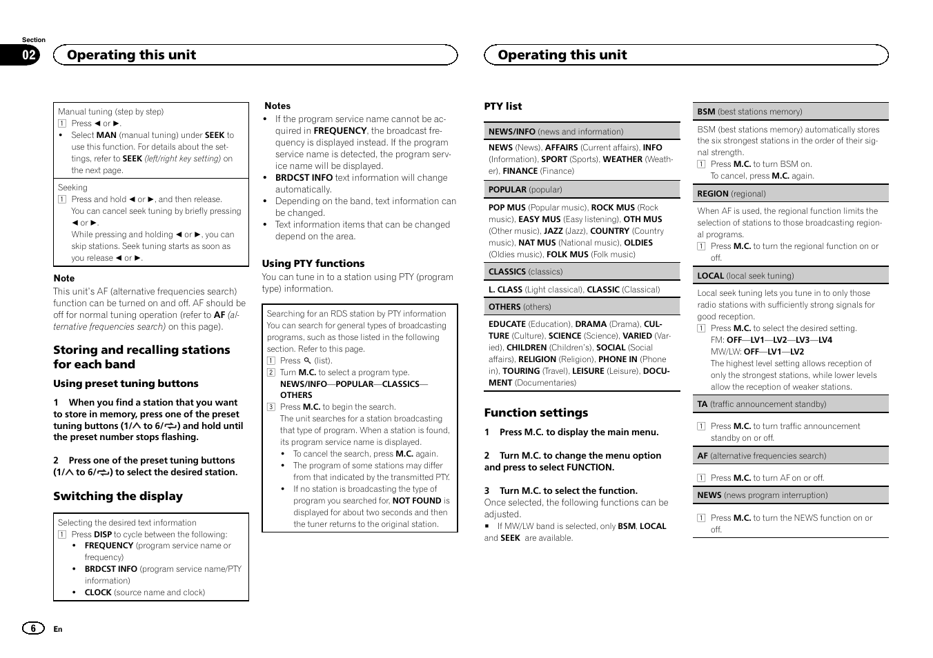 Operating this unit | Pioneer DEH-X6500DAB User Manual | Page 6 / 152