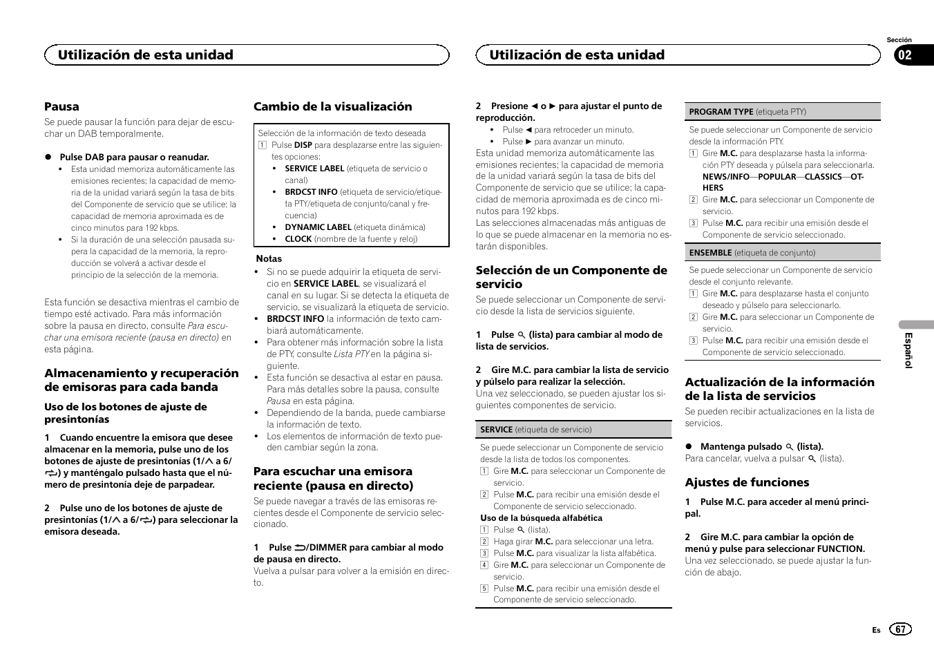 Utilización de esta unidad | Pioneer DEH-X6500DAB User Manual | Page 67 / 152