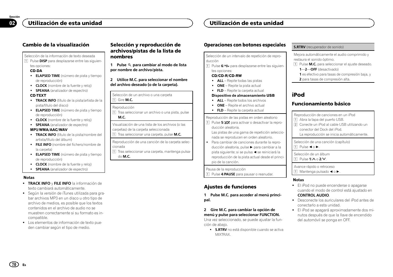 Ipod, Utilización de esta unidad | Pioneer DEH-X6500DAB User Manual | Page 70 / 152
