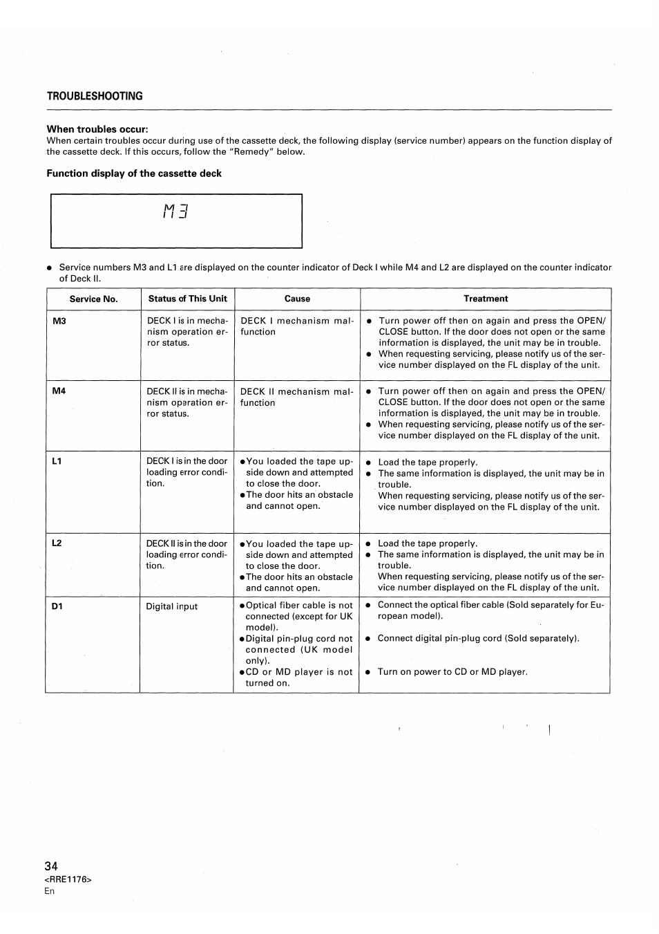 When troubles occur | Pioneer CT-W806DR User Manual | Page 34 / 40
