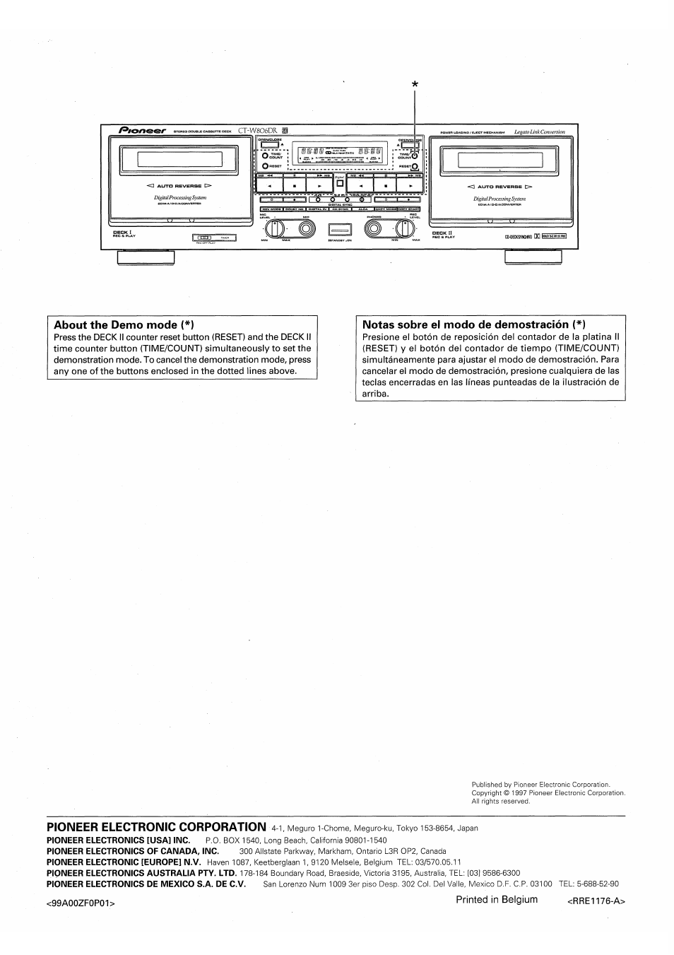 Pioneer electronic corporation | Pioneer CT-W806DR User Manual | Page 40 / 40