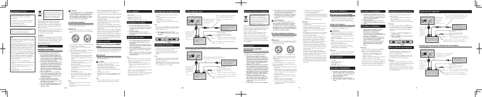 Resetting the microprocessor, Updating the firmware, Information to user parts supplied | Before you start, Installation procedure, Operation procedure, Connecting the units, Precautions, Informations destinées à l'utilisateur, Précautions | Pioneer CD-ML100 User Manual | Page 2 / 6