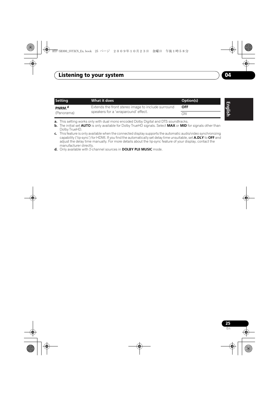 Listening to your system 04 | Pioneer HTP-SB300 User Manual | Page 25 / 124