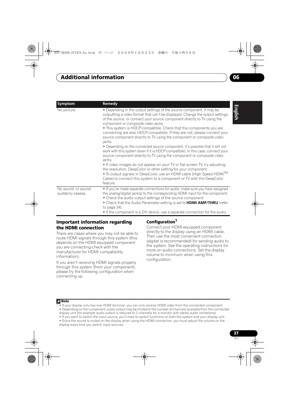 Additional information 06 | Pioneer HTP-SB300 User Manual | Page 37 / 124