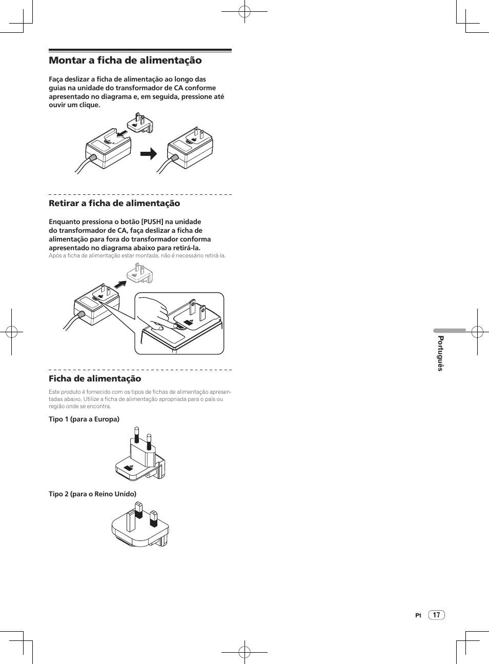 Montar a ficha de alimentação | Pioneer DDJ-SX User Manual | Page 107 / 132
