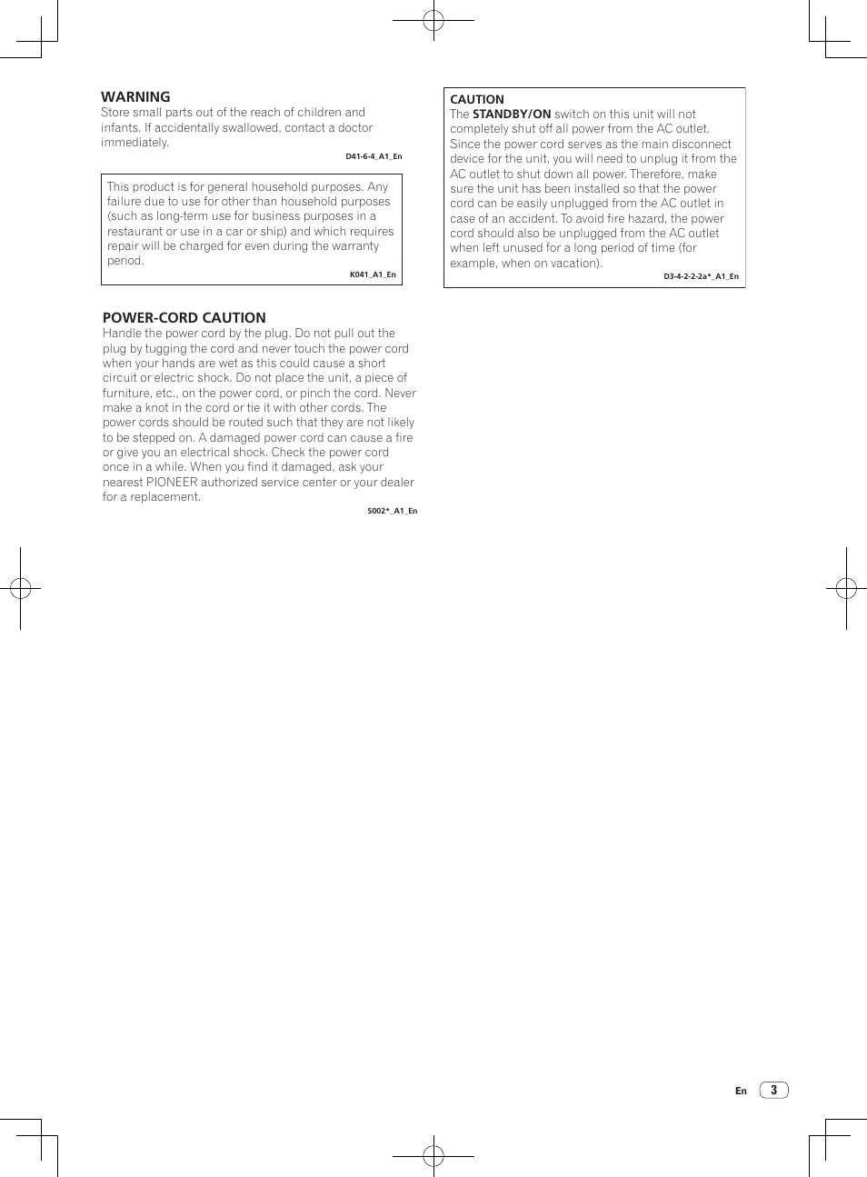 Power-cord caution, Warning | Pioneer DDJ-SX User Manual | Page 3 / 132