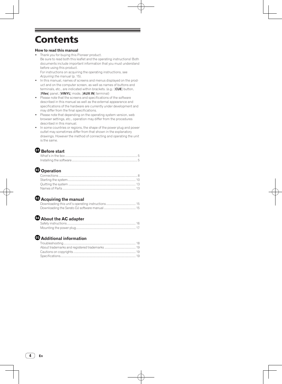 Pioneer DDJ-SX User Manual | Page 4 / 132