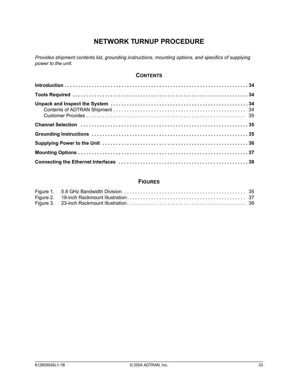 Network turnup procedure, Section 4 | ADTRAN TRACER 5045 User Manual | Page 33 / 56