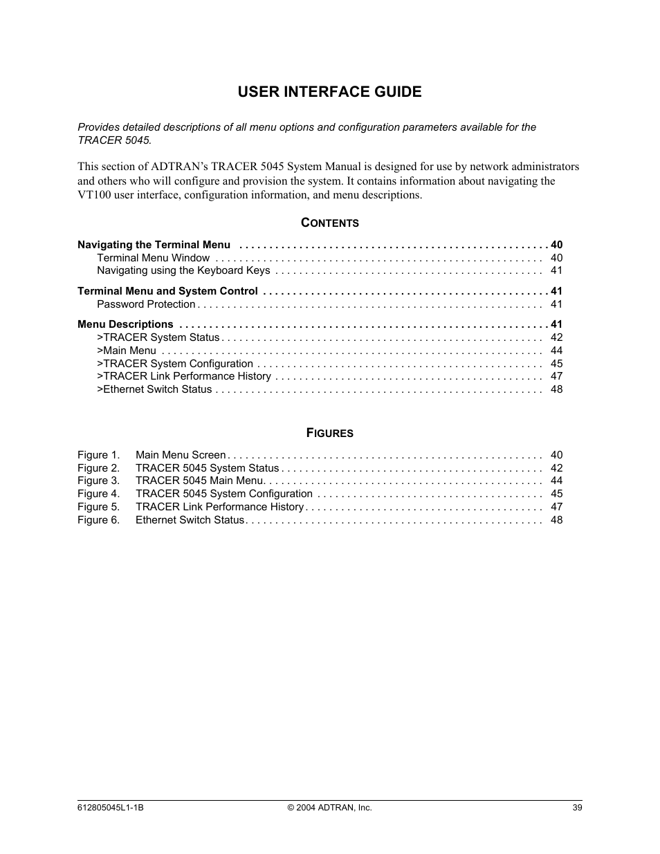 User interface guide, Section 5 | ADTRAN TRACER 5045 User Manual | Page 39 / 56