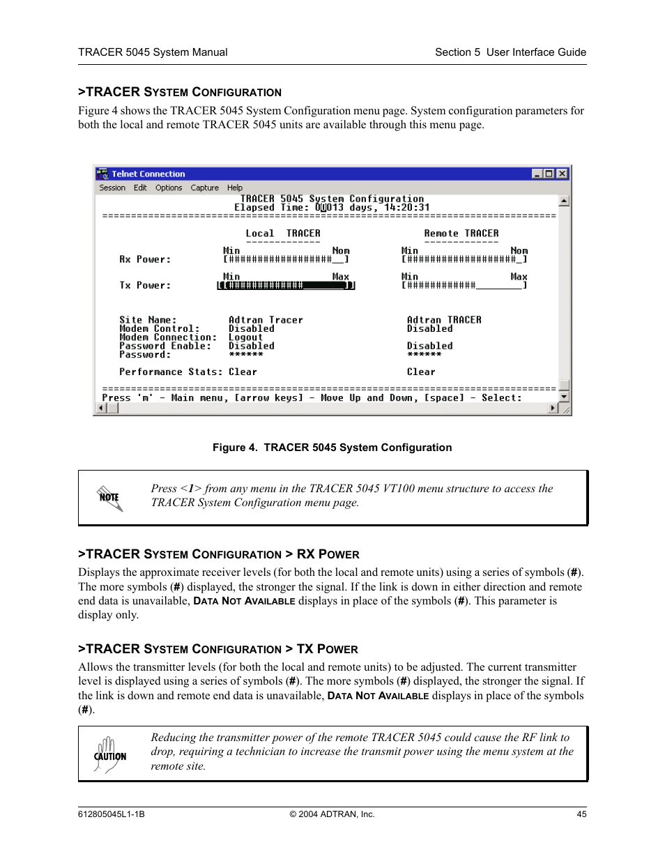 Tracer system configuration, Figure 4, Tracer 5045 system configuration | ADTRAN TRACER 5045 User Manual | Page 45 / 56