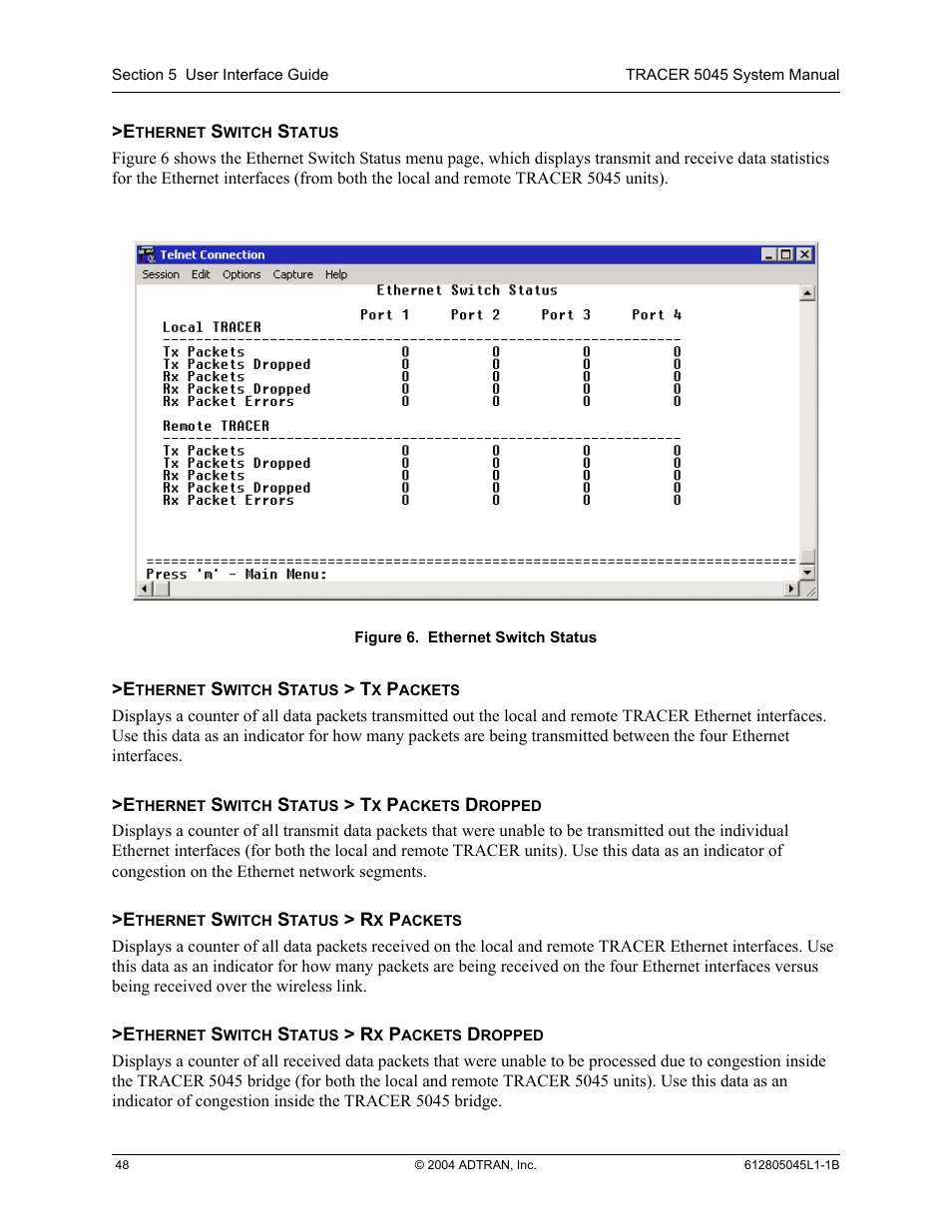 Ethernet switch status, Figure 6 | ADTRAN TRACER 5045 User Manual | Page 48 / 56