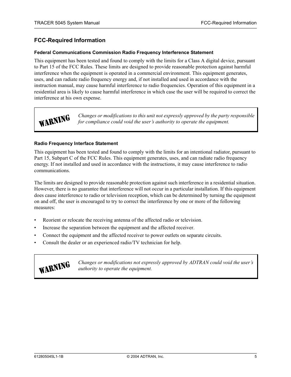 ADTRAN TRACER 5045 User Manual | Page 5 / 56