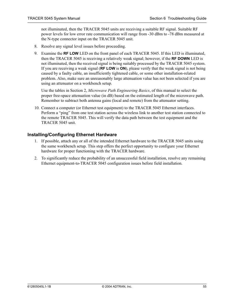 Installing/configuring ethernet hardware | ADTRAN TRACER 5045 User Manual | Page 55 / 56