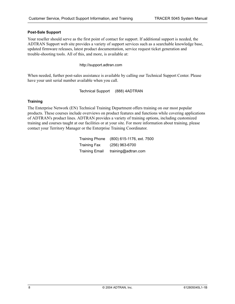 ADTRAN TRACER 5045 User Manual | Page 8 / 56