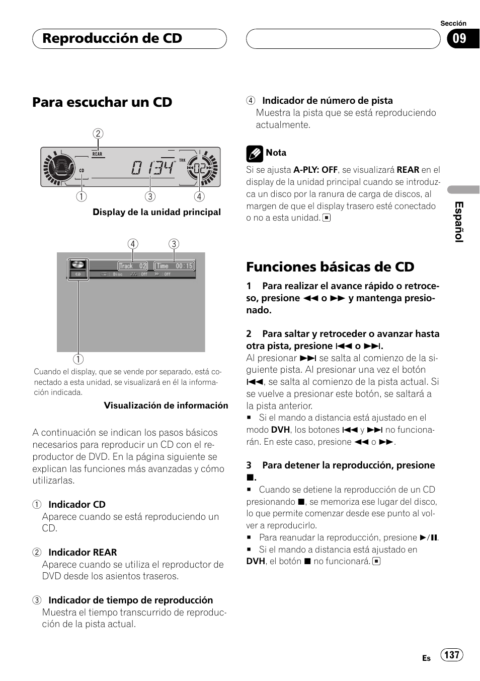Para escuchar un cd, Funciones básicas de cd, Reproducción de cd | Pioneer DVH-P5000MP User Manual | Page 137 / 204