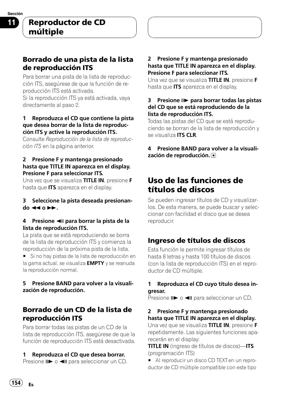 Uso de las funciones de títulos de, Discos 154, Uso de las funciones de títulos de discos | Reproductor de cd múltiple | Pioneer DVH-P5000MP User Manual | Page 154 / 204