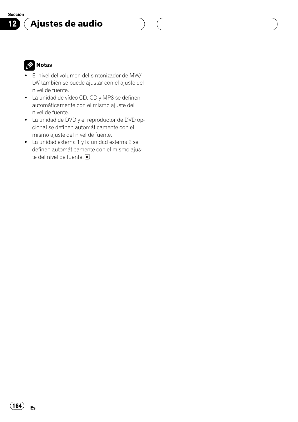 Ajustes de audio | Pioneer DVH-P5000MP User Manual | Page 164 / 204
