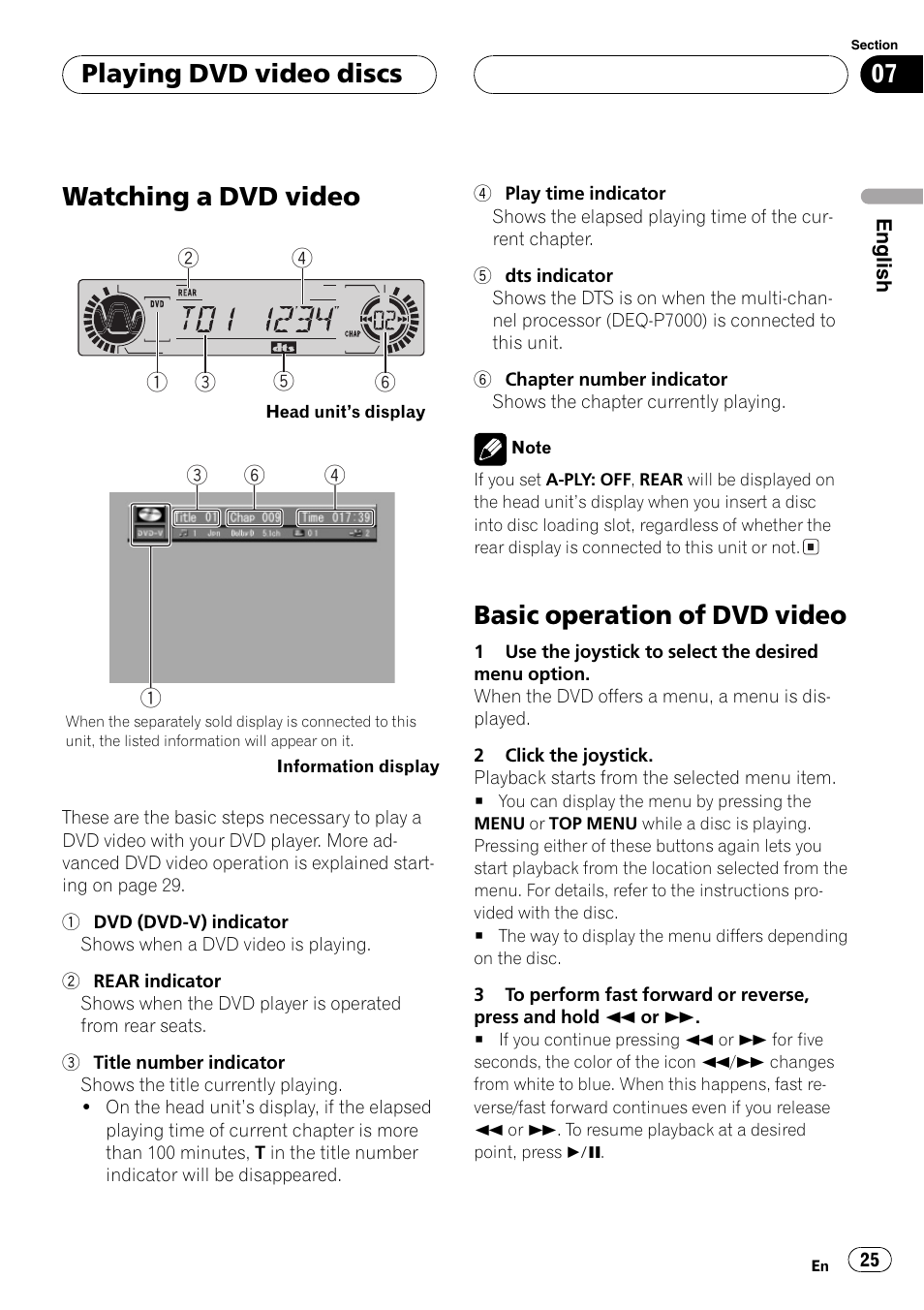 Watching a dvd video, Basic operation of dvd video, Playing dvd video discs | Pioneer DVH-P5000MP User Manual | Page 25 / 204