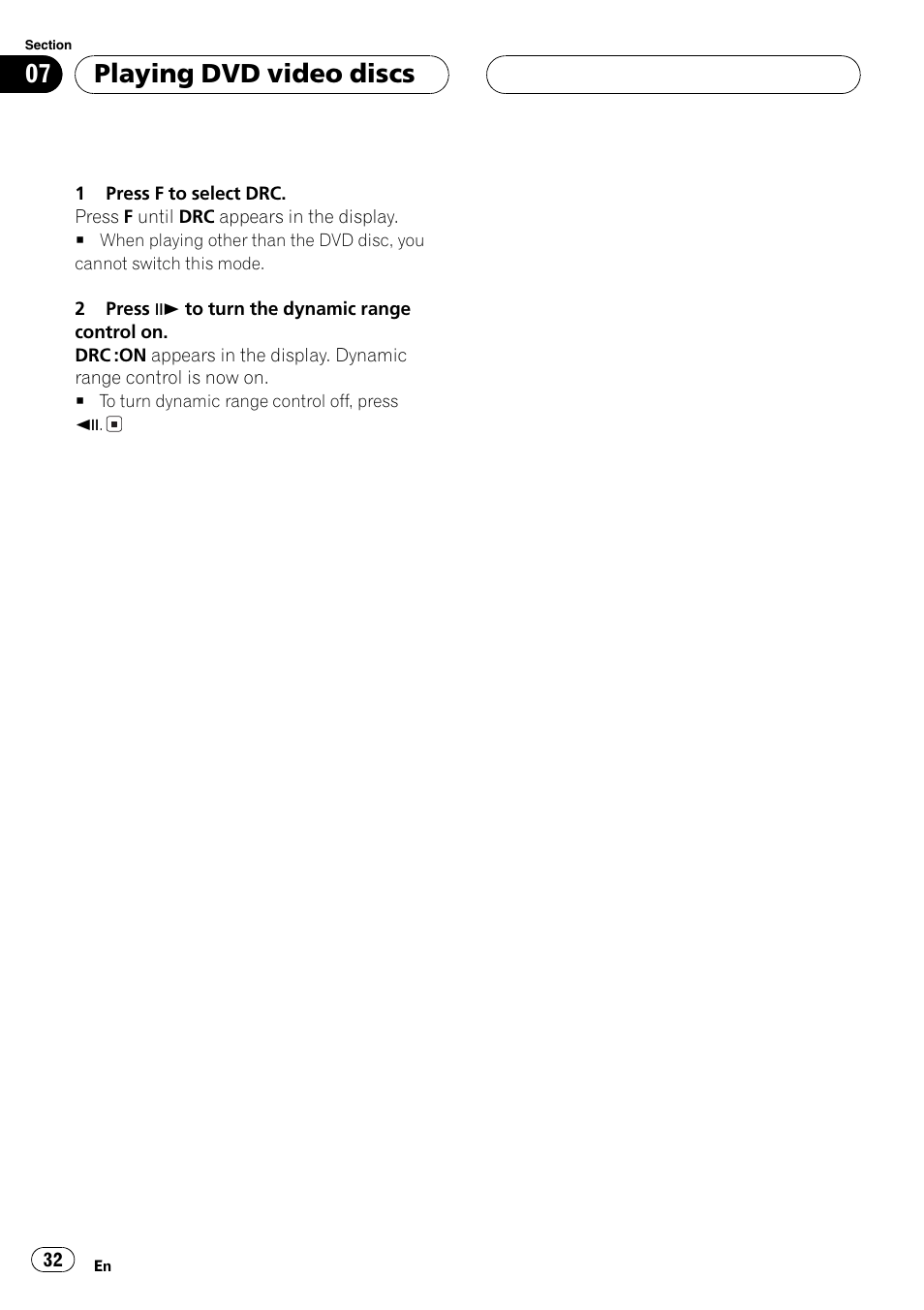 Playing dvd video discs | Pioneer DVH-P5000MP User Manual | Page 32 / 204
