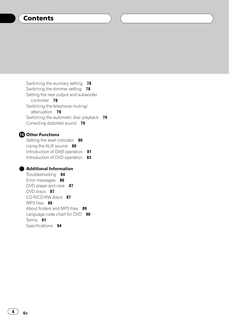 Pioneer DVH-P5000MP User Manual | Page 4 / 204