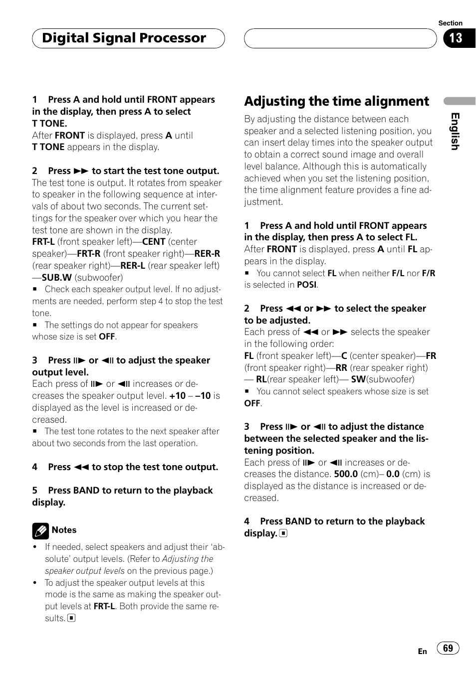 Adjusting the time alignment 69, Adjusting the time alignment, Digital signal processor | Pioneer DVH-P5000MP User Manual | Page 69 / 204