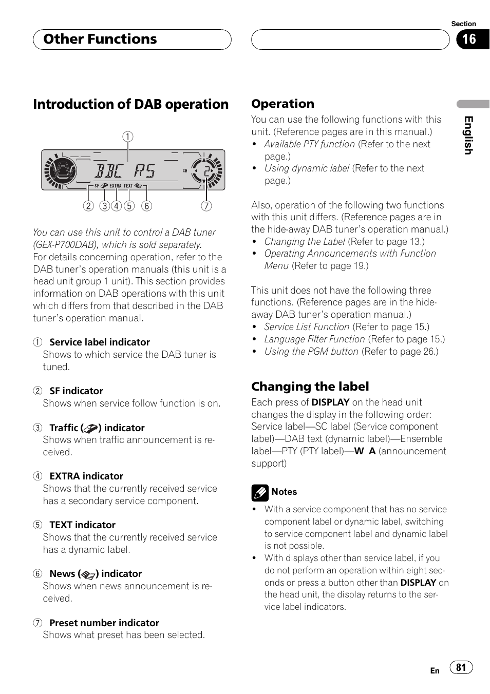Introduction of dab operation 81, Introduction of dab operation, Other functions | Operation, Changing the label | Pioneer DVH-P5000MP User Manual | Page 81 / 204
