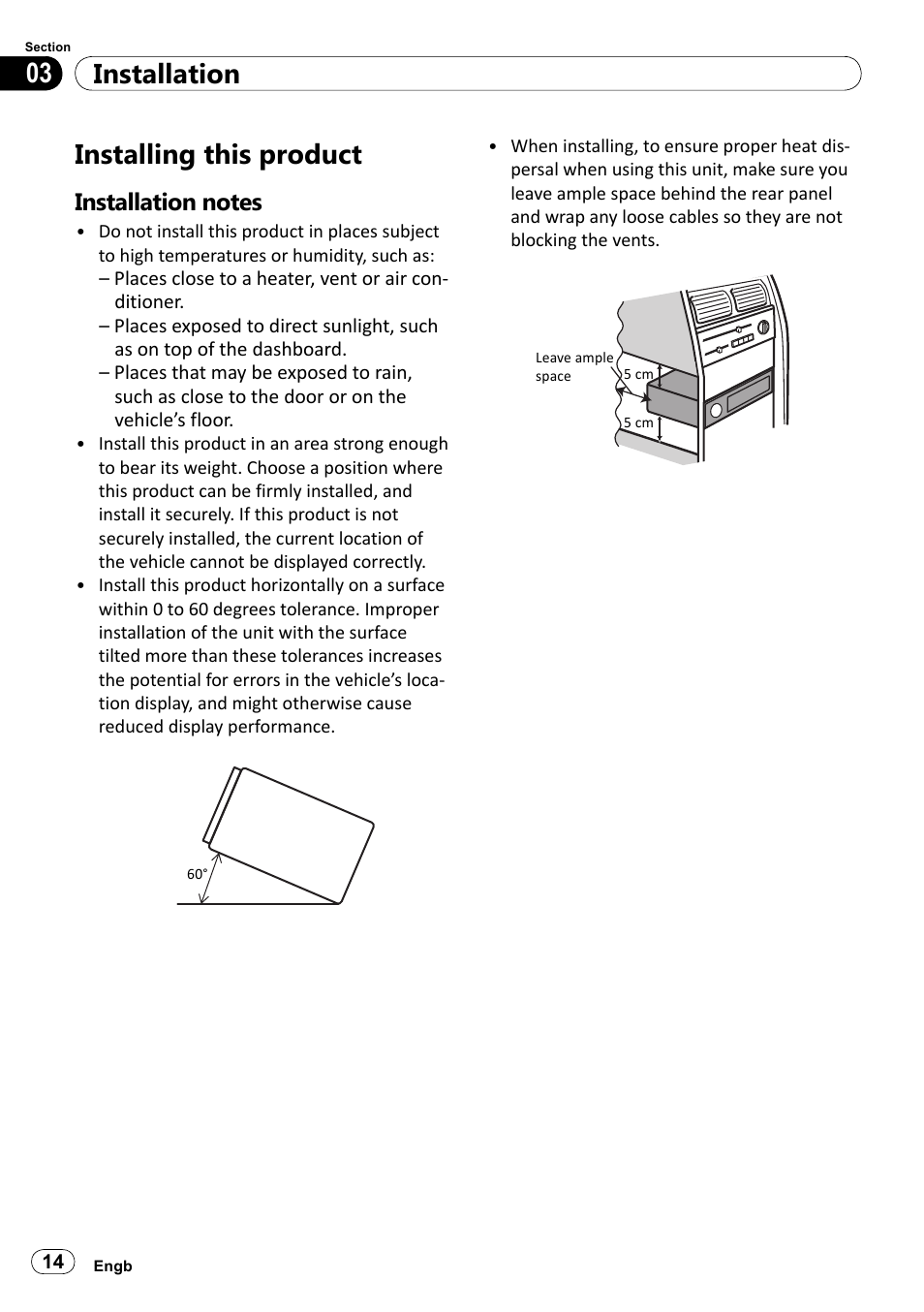 Installing this product, Installation notes, Installation 03 | Pioneer SPH-DA100 User Manual | Page 14 / 144